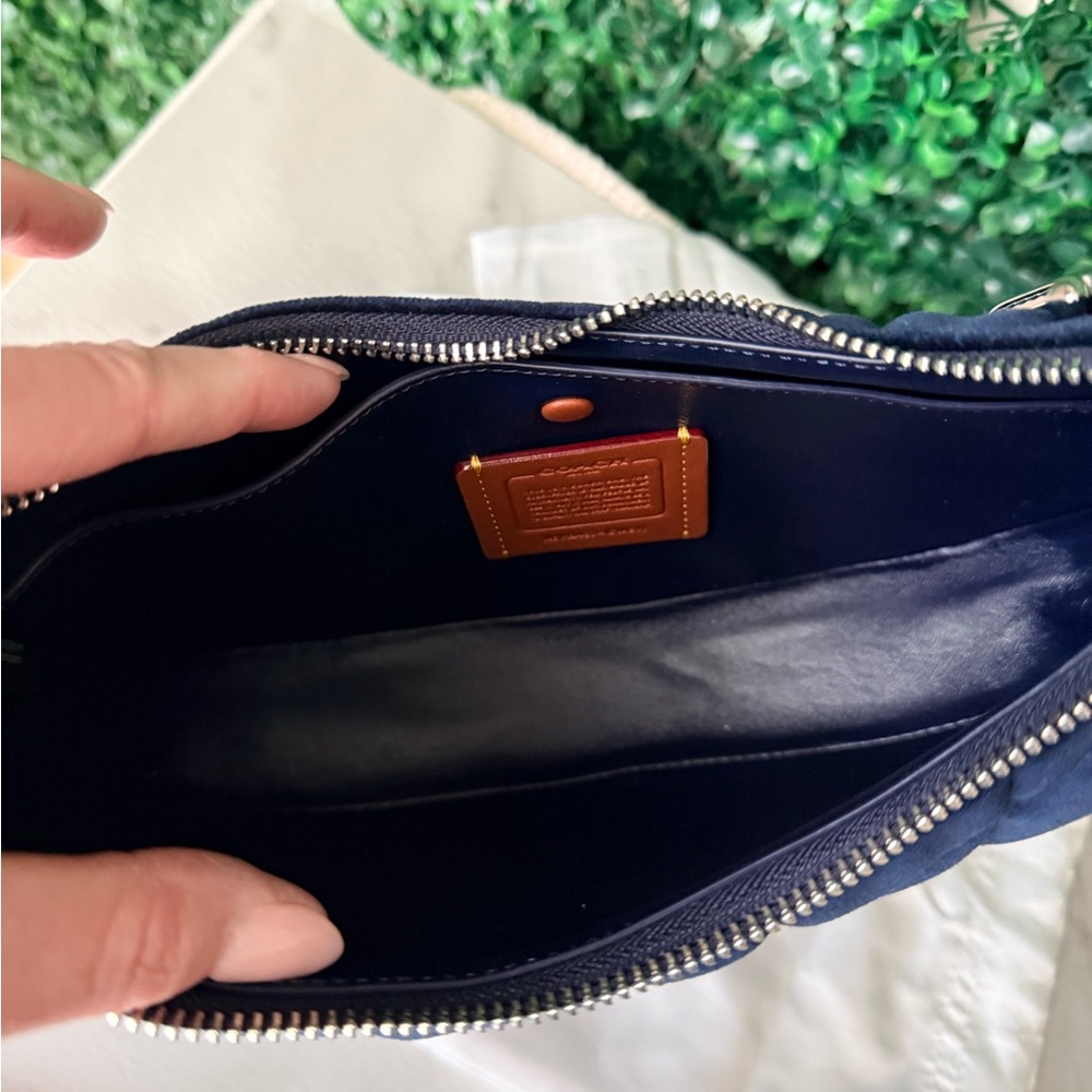 Coach Quilted Velvet Navy Mira Shoulder Crossbody Bag NWT - Picture 10 of 11